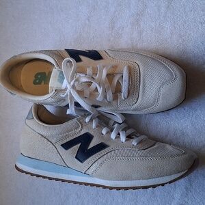 New Balance Beige and Navy Sneakers